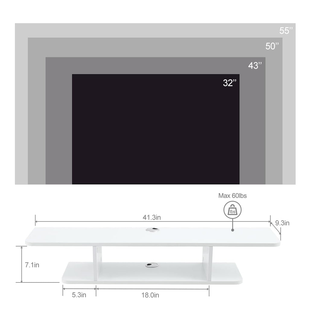 White Floating Wall Mounted TV Stand with Storage M470