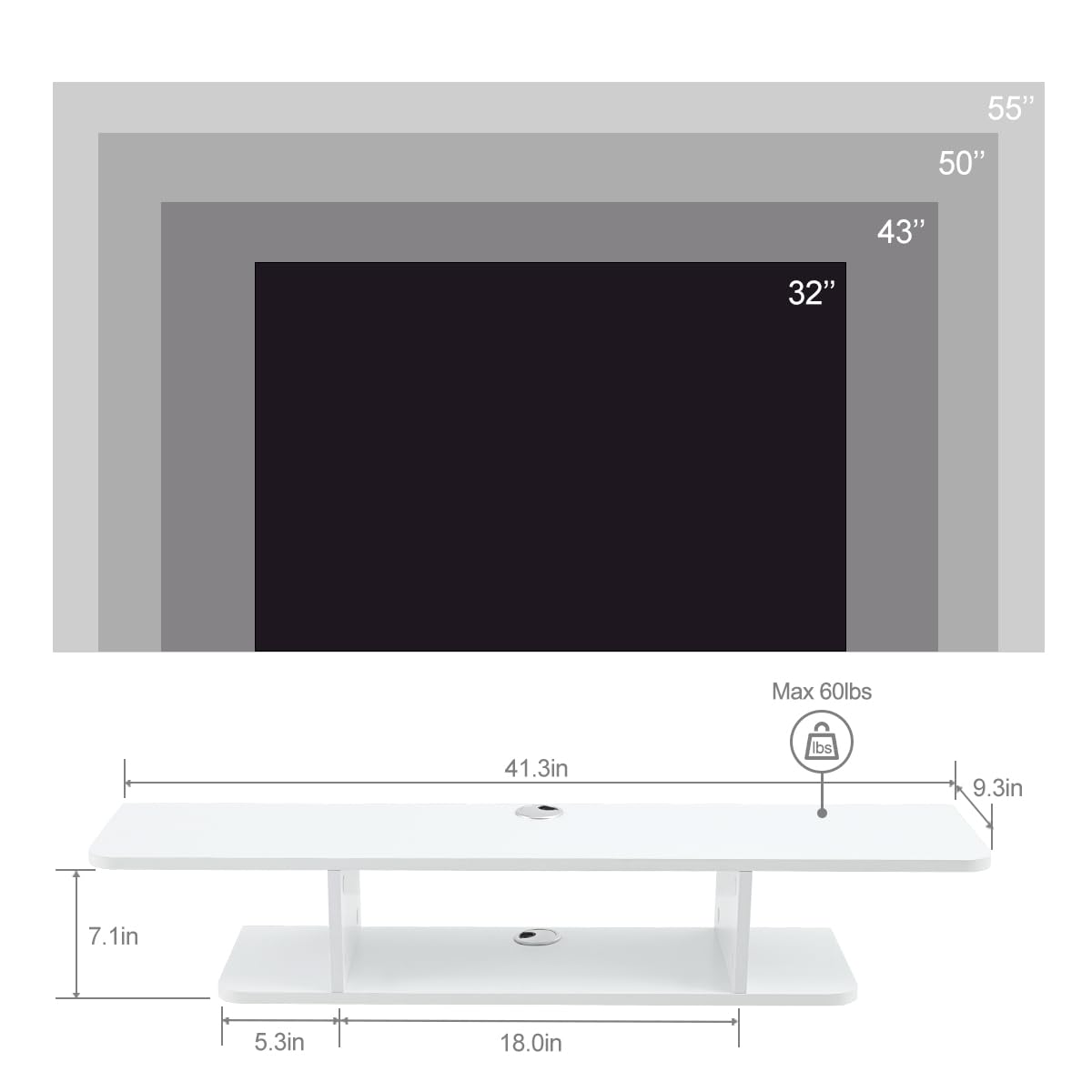 White Floating Wall Mounted TV Stand with Storage M470