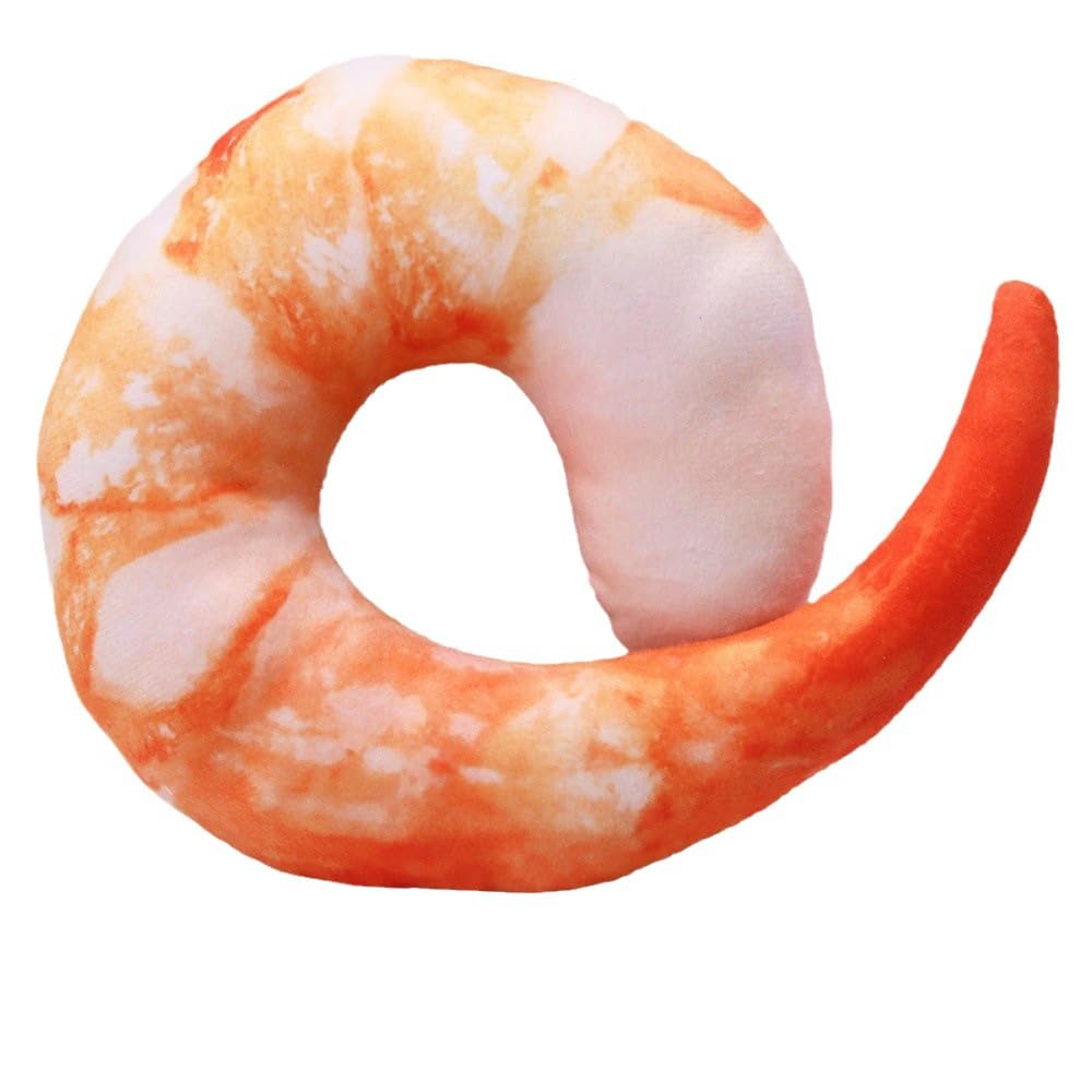 Shrimp Shape Squeaky Plush Dog Toy F9462