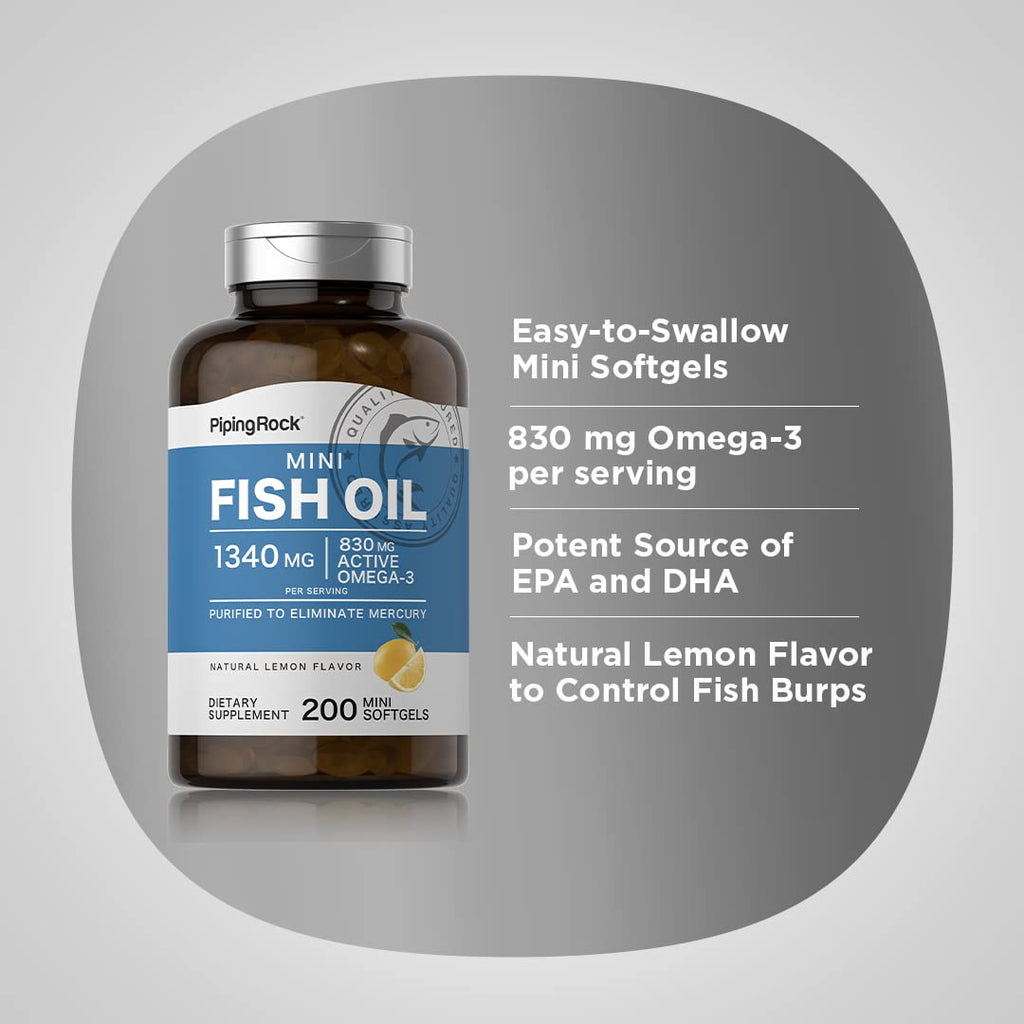 Fish Oil Omega 3 Supplement 1340 mg 200 Mini Softgels C892