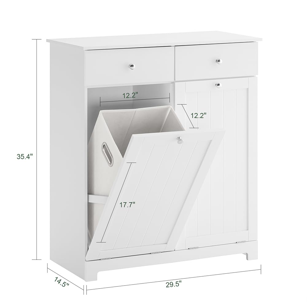 White Laundry Hamper Cabinet with 2 Baskets Z157199