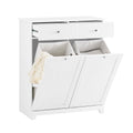 White Laundry Hamper Cabinet with 2 Baskets Z157199