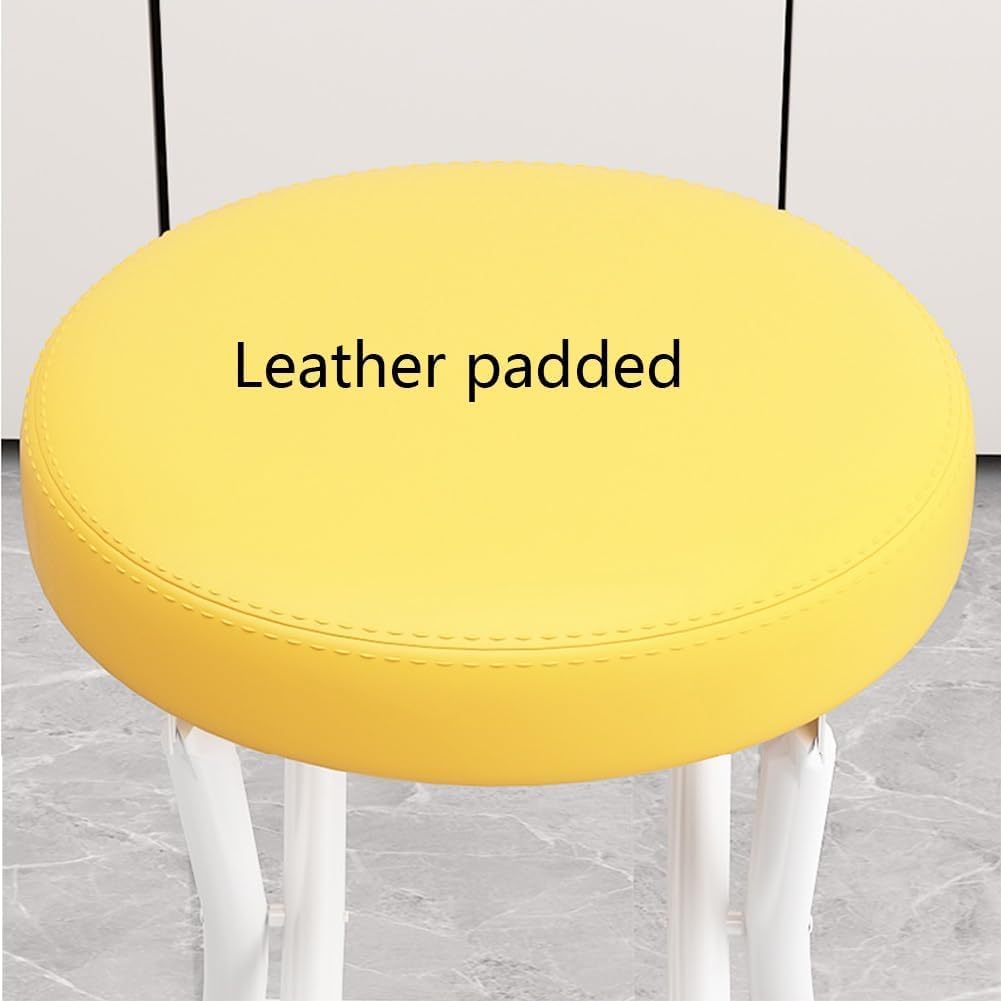 Black Cushioned Leather Portable Folding Stool with Backrest D3199
