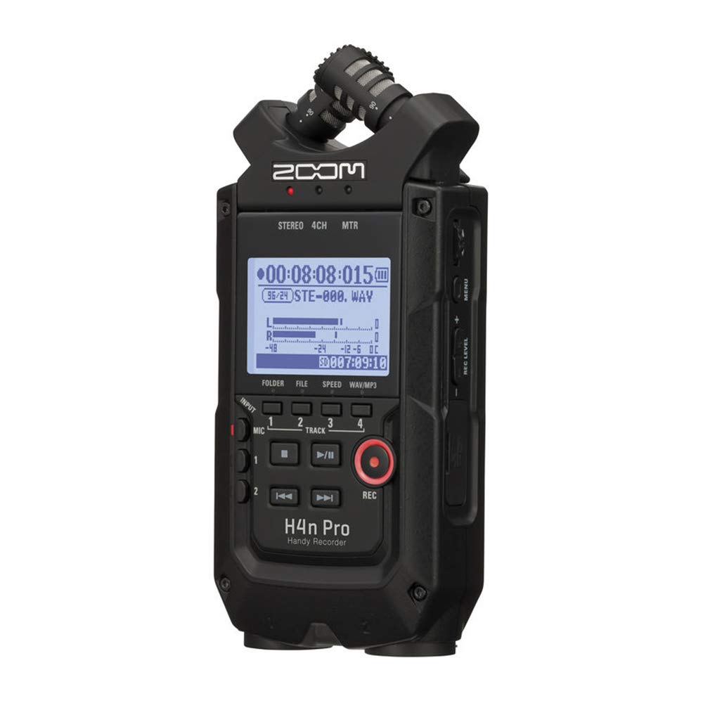 All Black 4-Track Portable Recorder with AC Adapter, Windbuster, 16GB Memory Card & USB Cable F24274