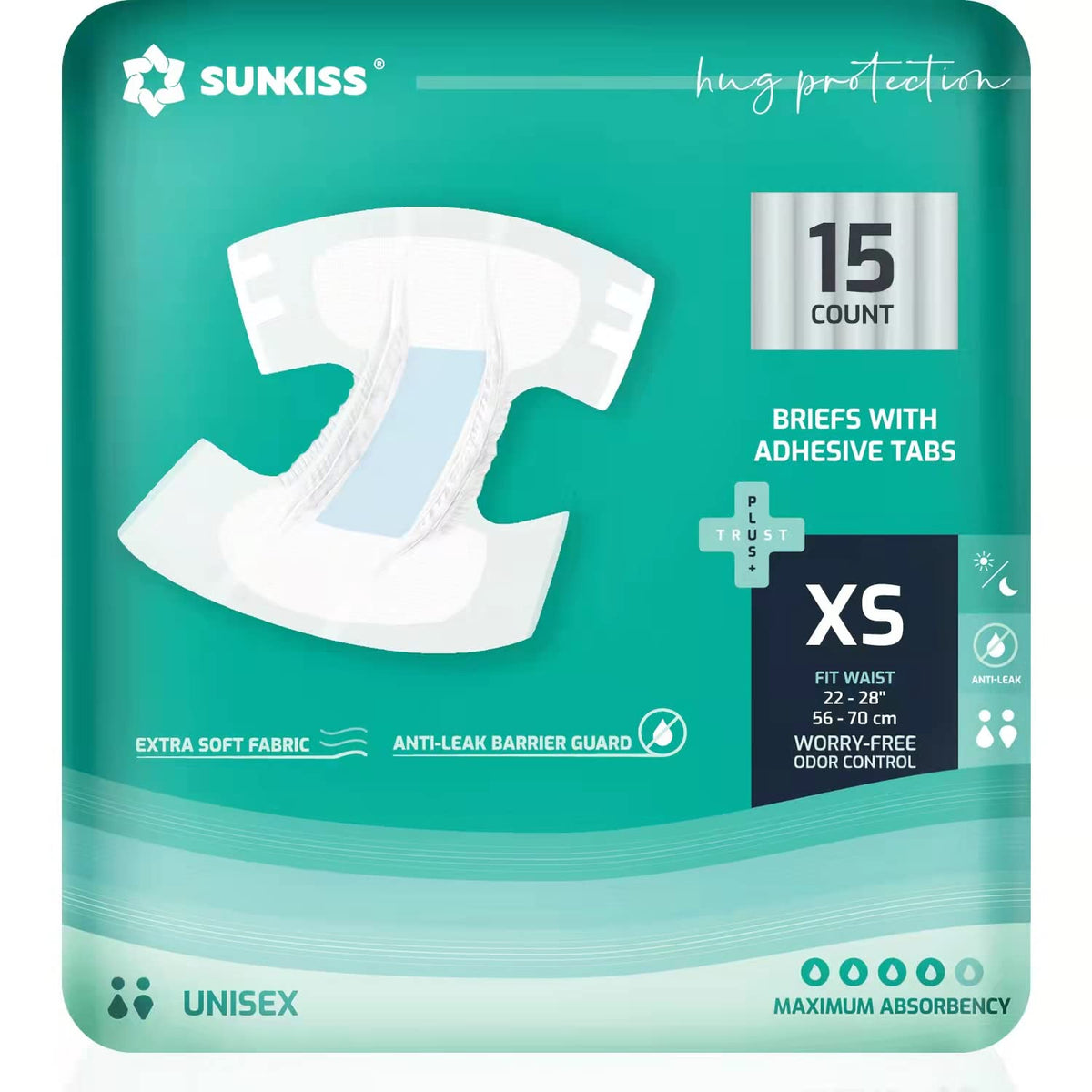Adult Diapers XSmall 15 Count & Wet Wipes 8" x 12" 200 Count Bundle U319341