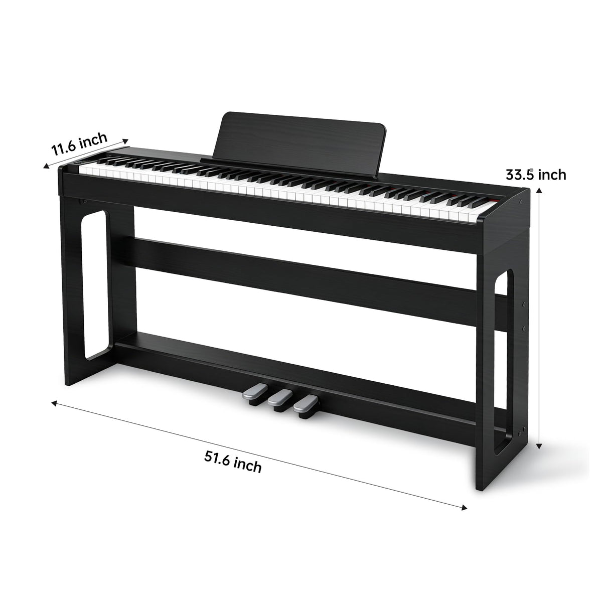 88 Key Weighted Digital Piano with Furniture Stand and Triple Pedal S415074