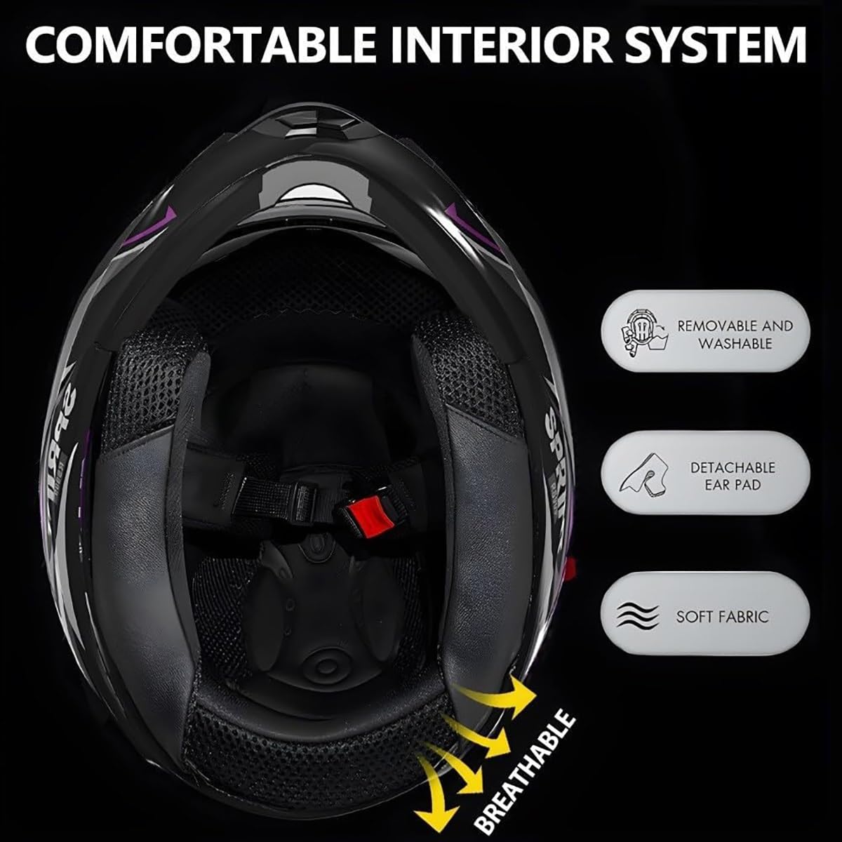 Flip Up Full Face Bluetooth Motorcycle Helmet with Dual Visor C743256