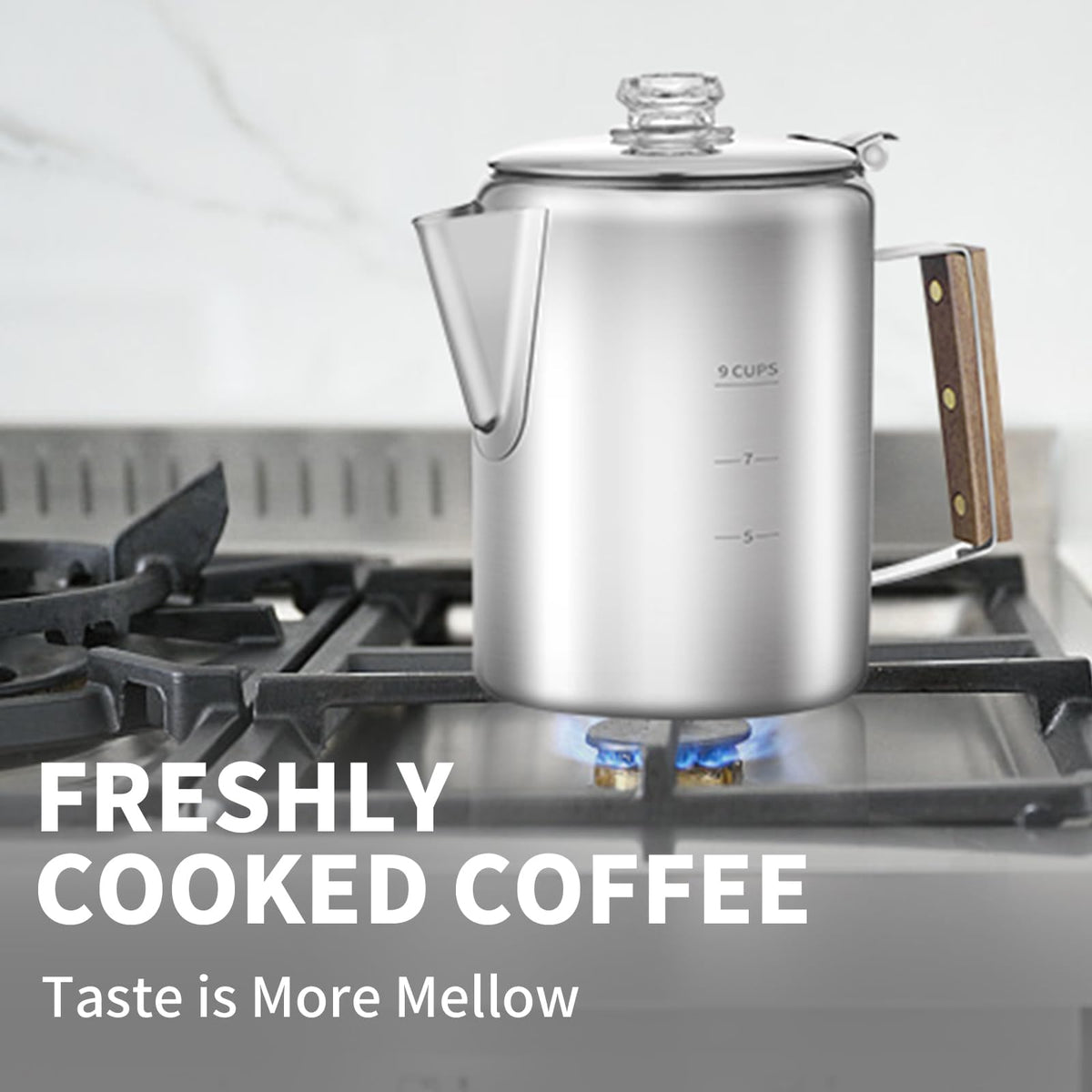 9 Cups Stainless Steel Coffee Percolator with 100pcs Coffee Filters Z82434