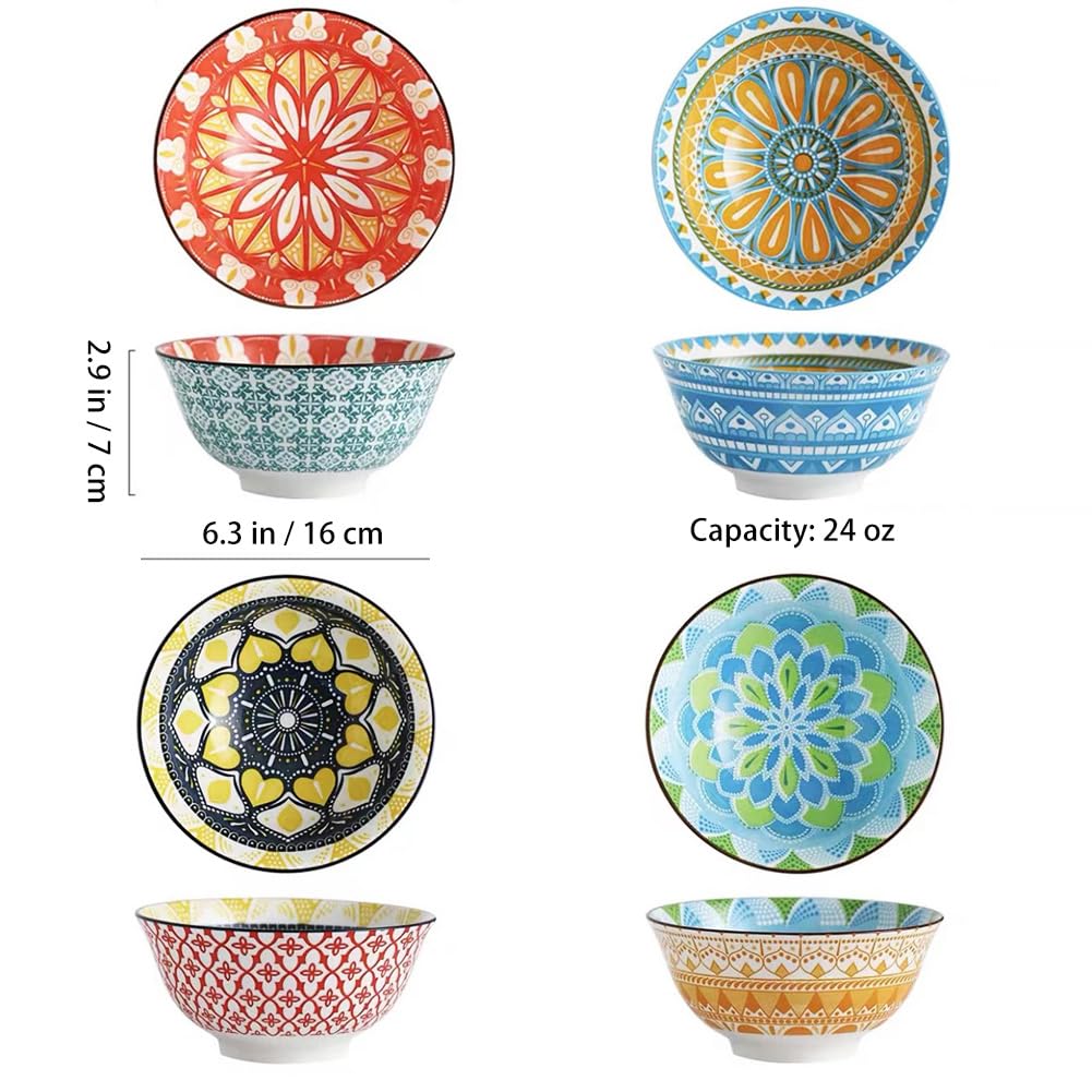 Bohemian Ceramic Cereal/Soup Bowls Set of 4 Y744460