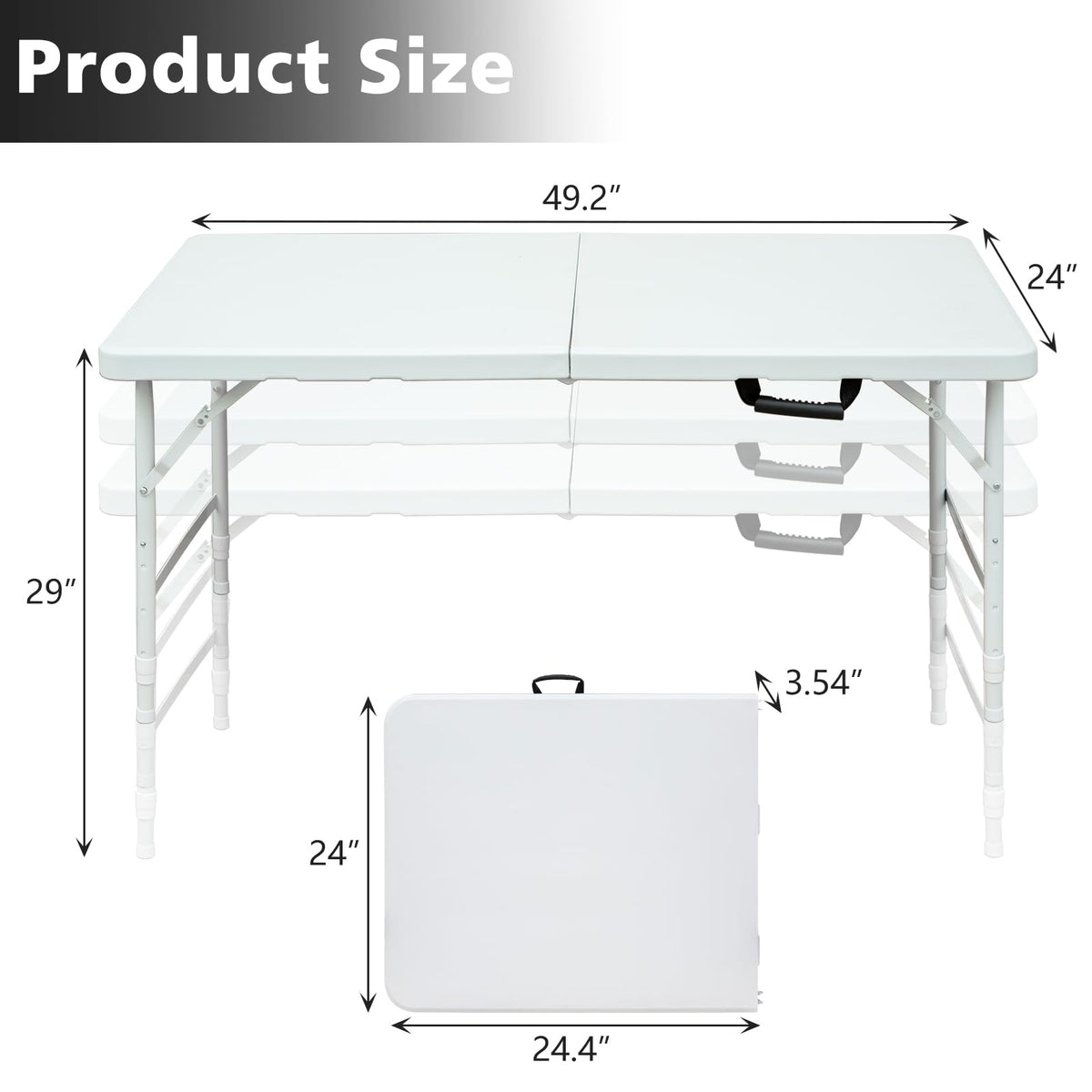 4Ft Portable Folding Table White A154