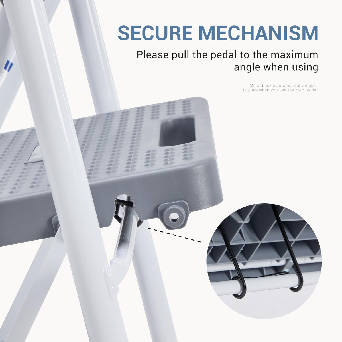 3 Step Ladder with Anti-Slip Pedal and Handrail, 800lbs, Grey U89400