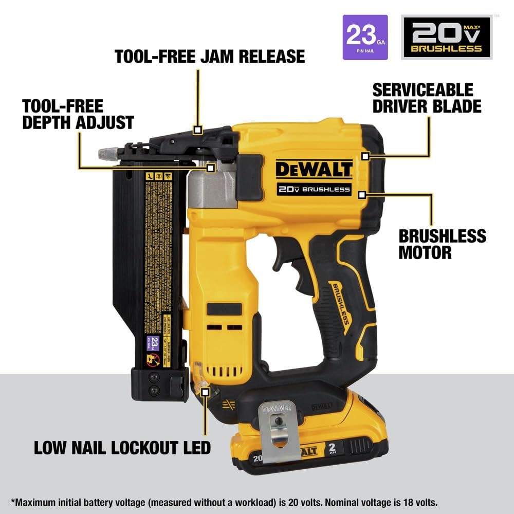 20V MAX Cordless 23 Gauge Pin Nailer Kit P2203