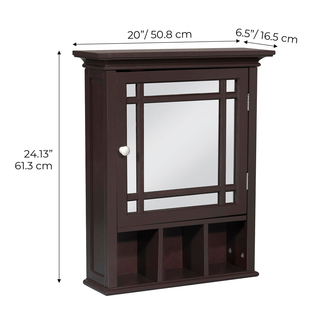 Espresso Wooden Over the Toilet Bathroom Medicine Cabinet with Mirror D4945