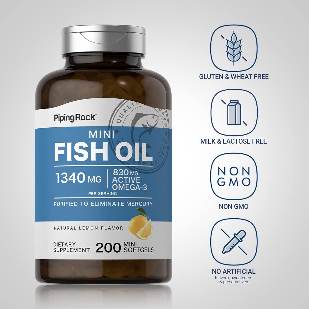 Fish Oil Omega 3 Supplement 1340 mg 200 Mini Softgels C892