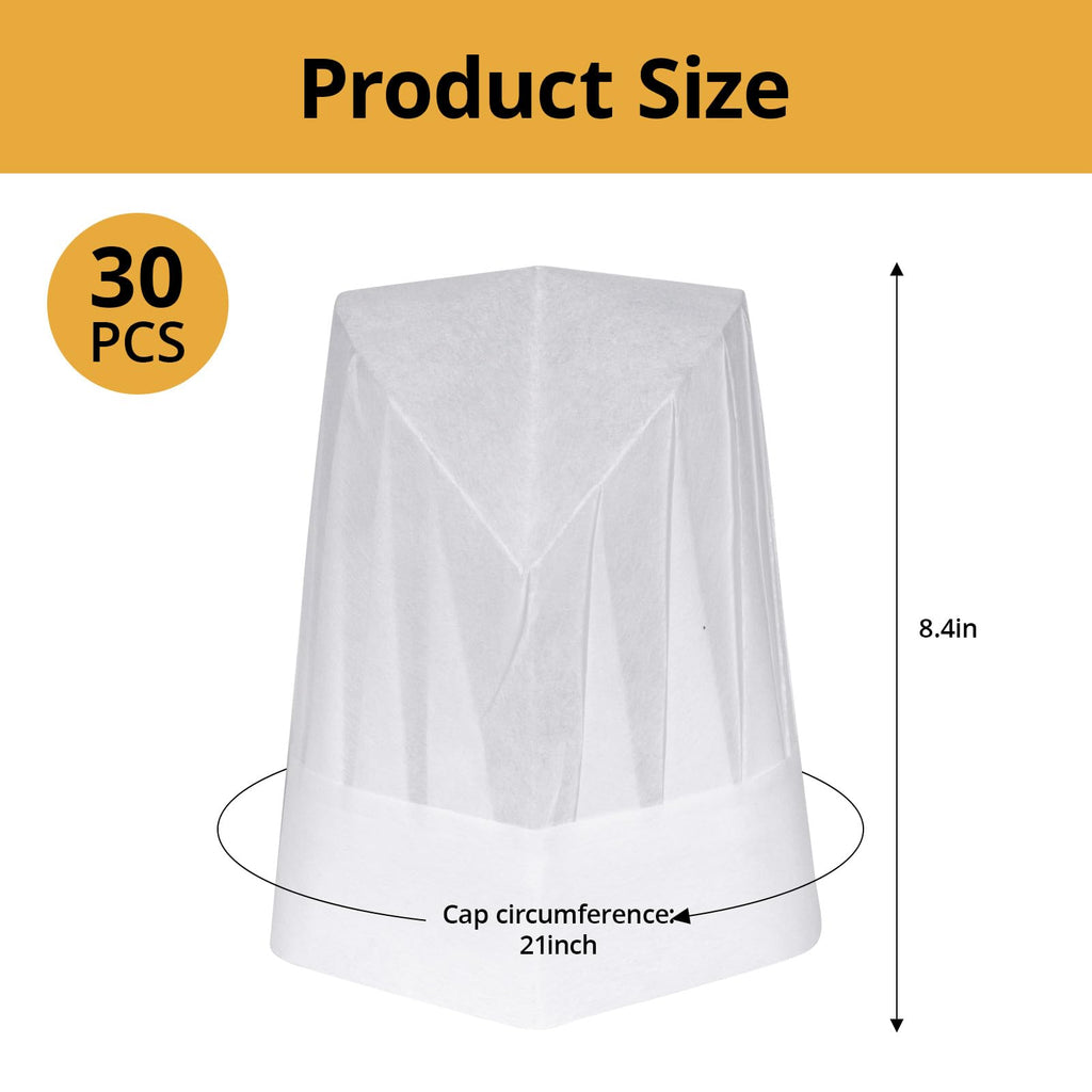 30 Pack White Disposable Chef Hats M711