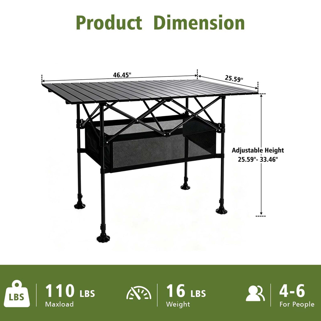 Large Folding Camping Table Adjustable Height M147