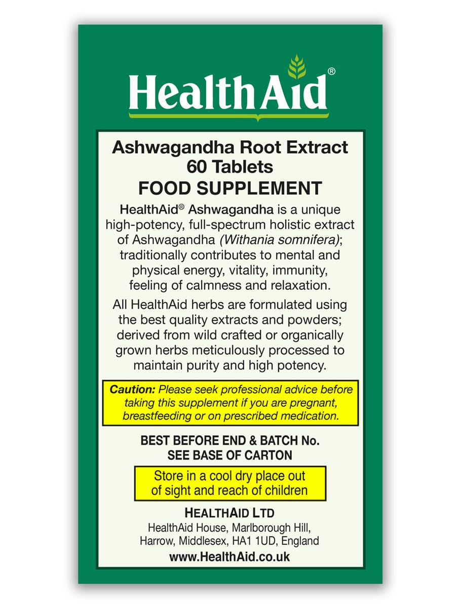 Ashwagandha 350 mg Vegan Standardized Root Extract 60 Tablets Y931