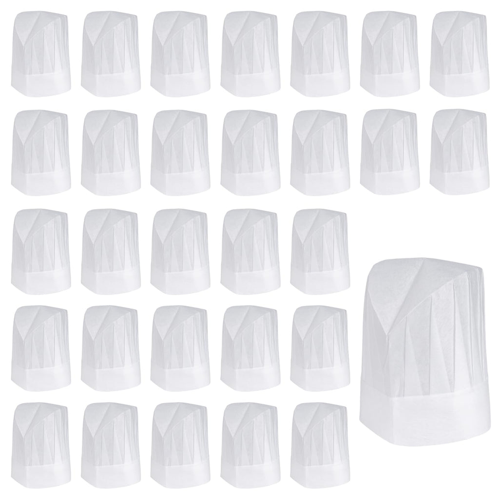 30 Pack White Disposable Chef Hats M711