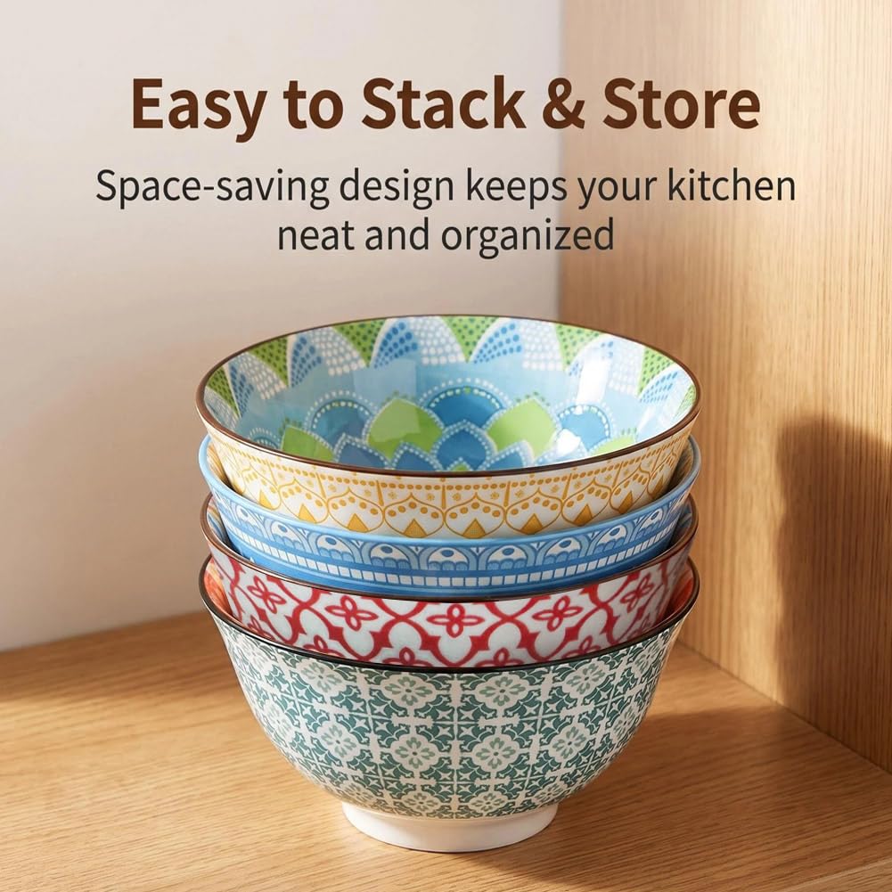 Bohemian Ceramic Cereal/Soup Bowls Set of 4 Y744460