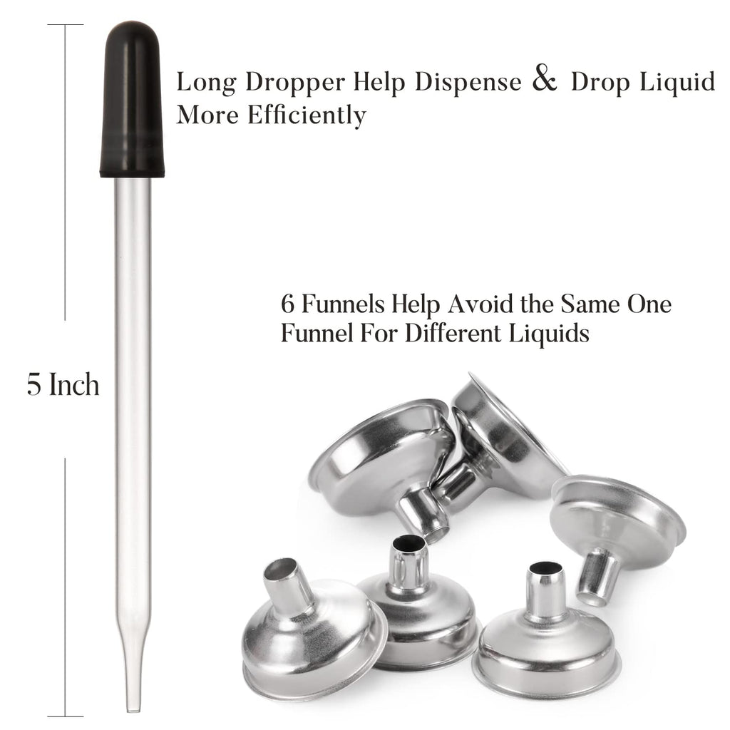2 oz Dark Amber Dropper Bottles with Funnels P145511