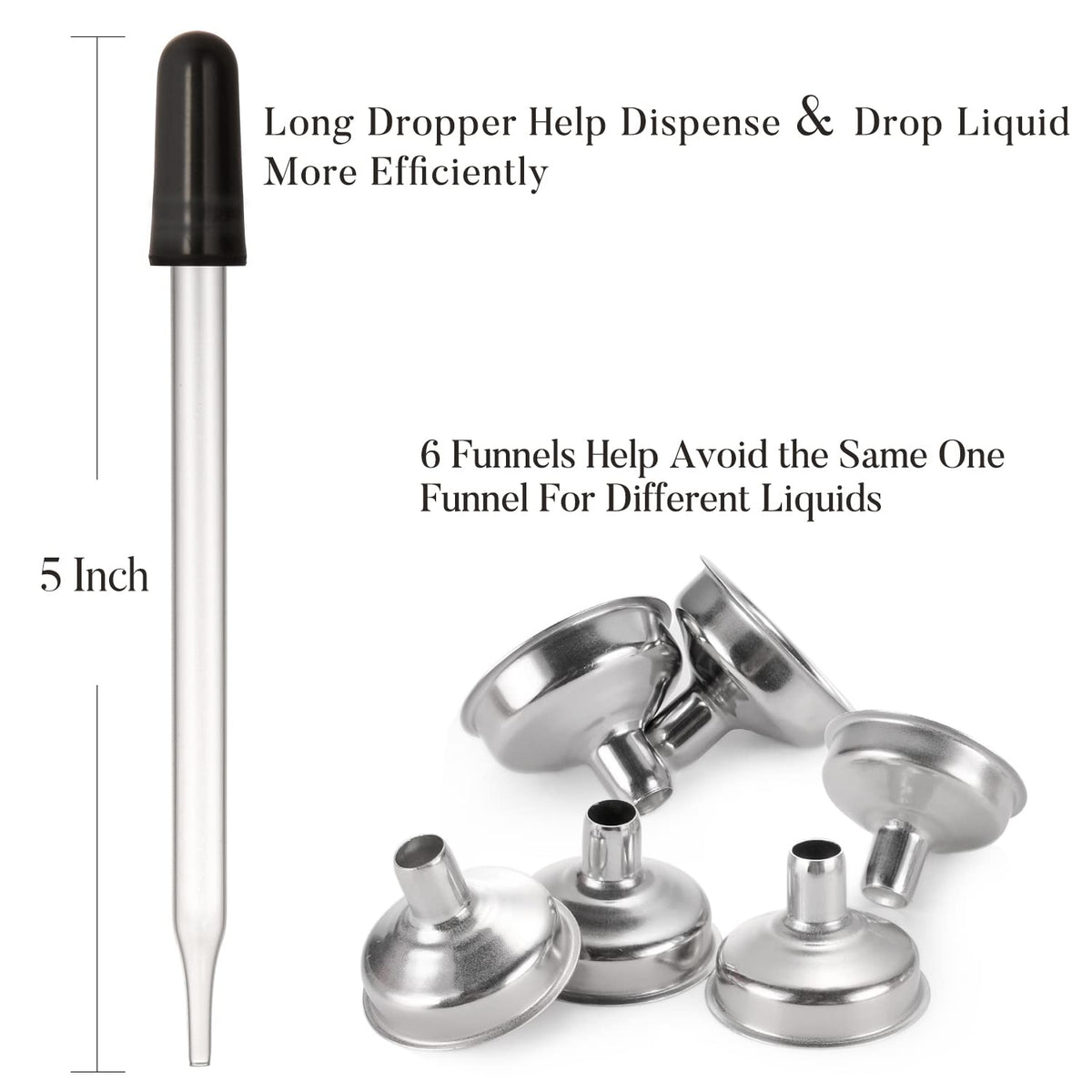 2 oz Dark Amber Dropper Bottles with Funnels P145511