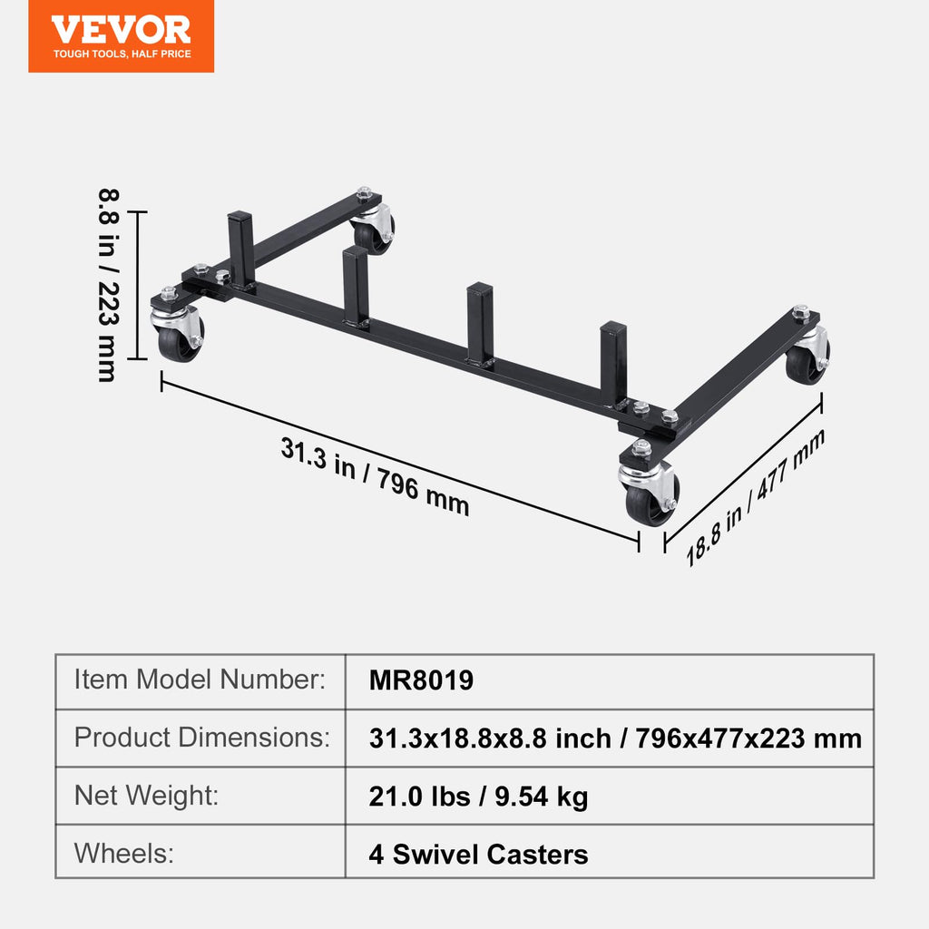 Car Dolly Rack with 360° Rotatable Wheels, 4-Dolly Capacity Z361