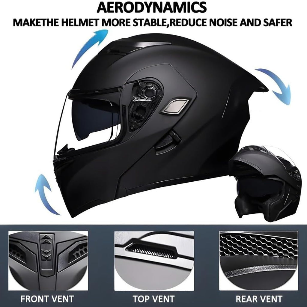 Flip Up Full Face Bluetooth Motorcycle Helmet with Dual Visor C743256