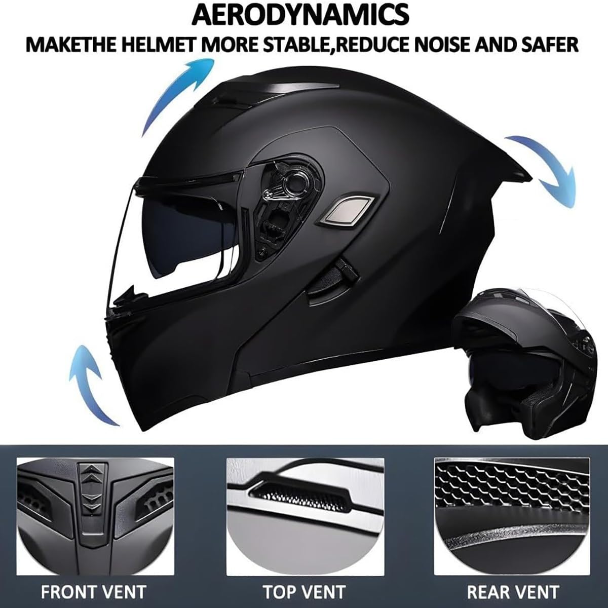 Flip Up Full Face Bluetooth Motorcycle Helmet with Dual Visor C743256