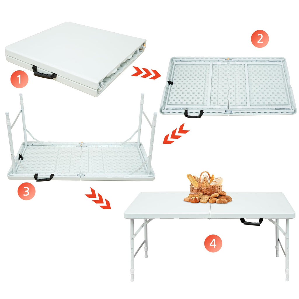 4Ft Portable Folding Table White A154