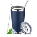 20oz Navy Blue Stainless Steel Insulated Tumbler with Lid and Straw U802