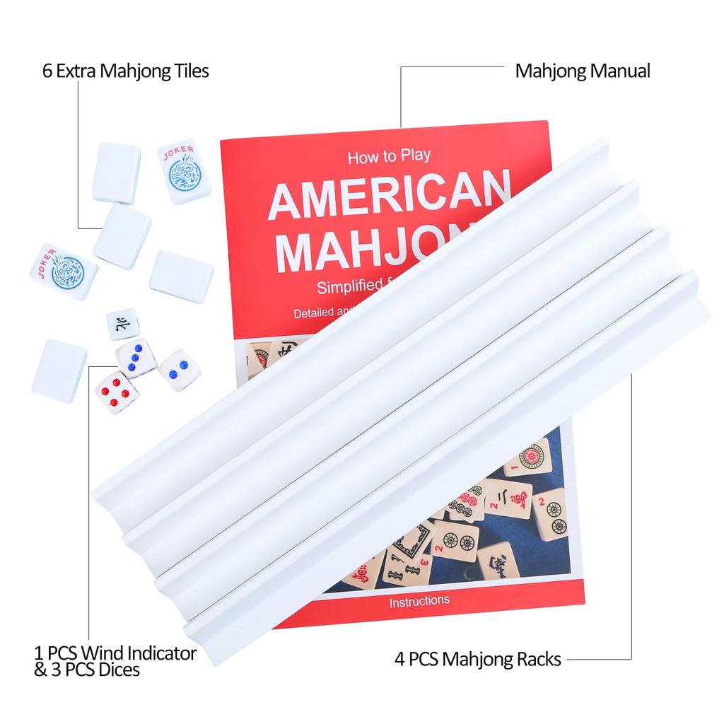 Mini Mahjong Set with 166 Blue Tiles, 4 Racks & Bag R407178