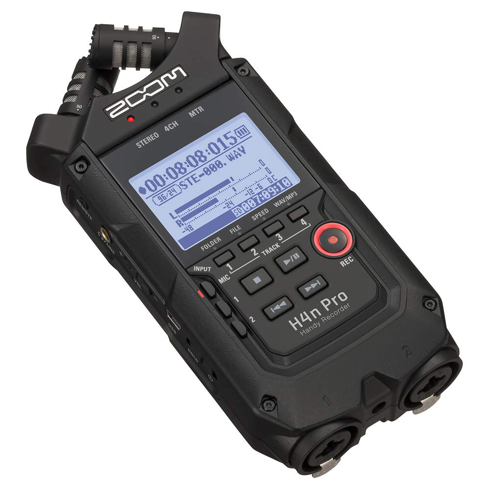 All Black 4-Track Portable Recorder with AC Adapter, Windbuster, 16GB Memory Card & USB Cable F24274