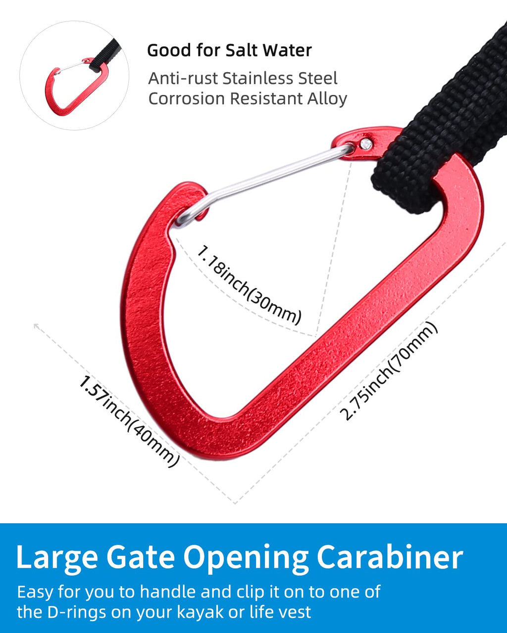 Stretchable Kayak Paddle Leash 4-7ft Y537576