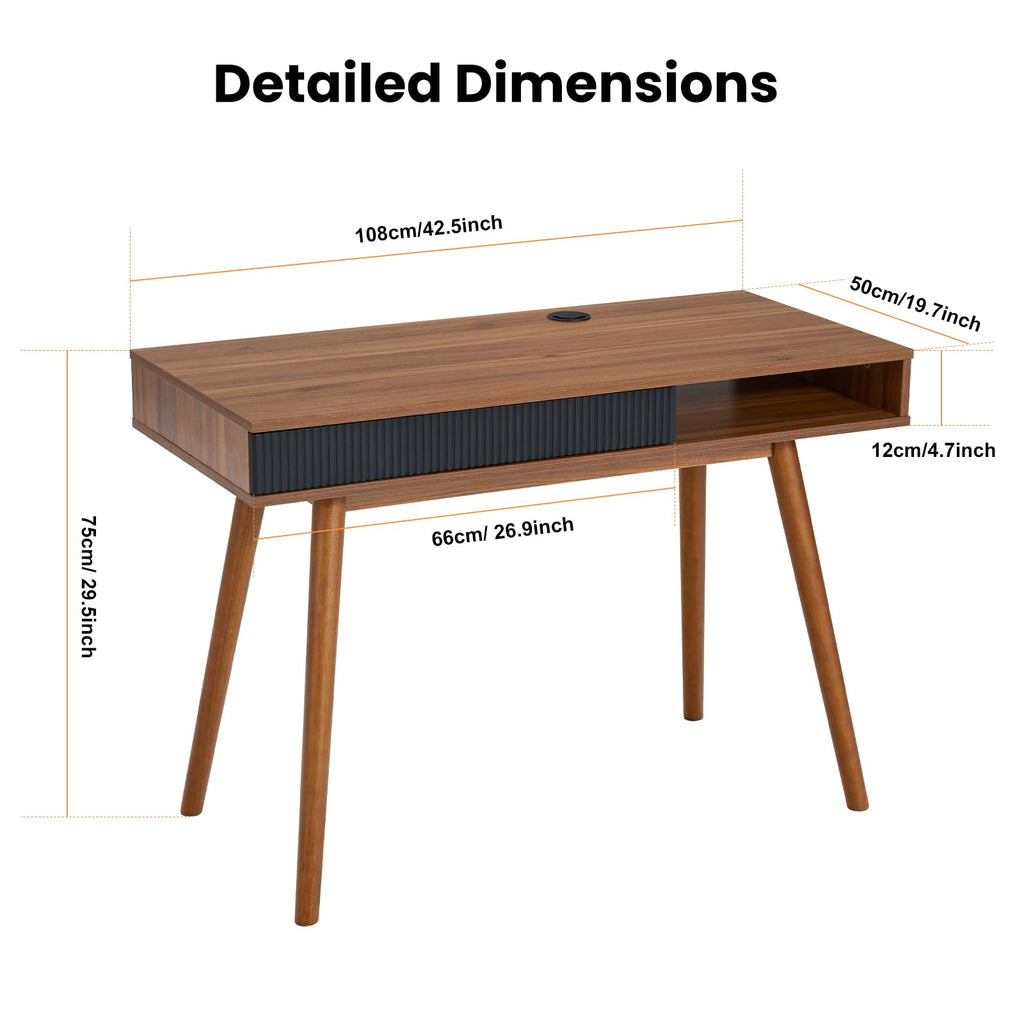 Walnut Wood Desk with Drawer Q44539