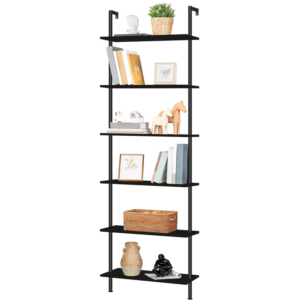 6-Tier Wall Mounted Wooden Ladder Shelf W383