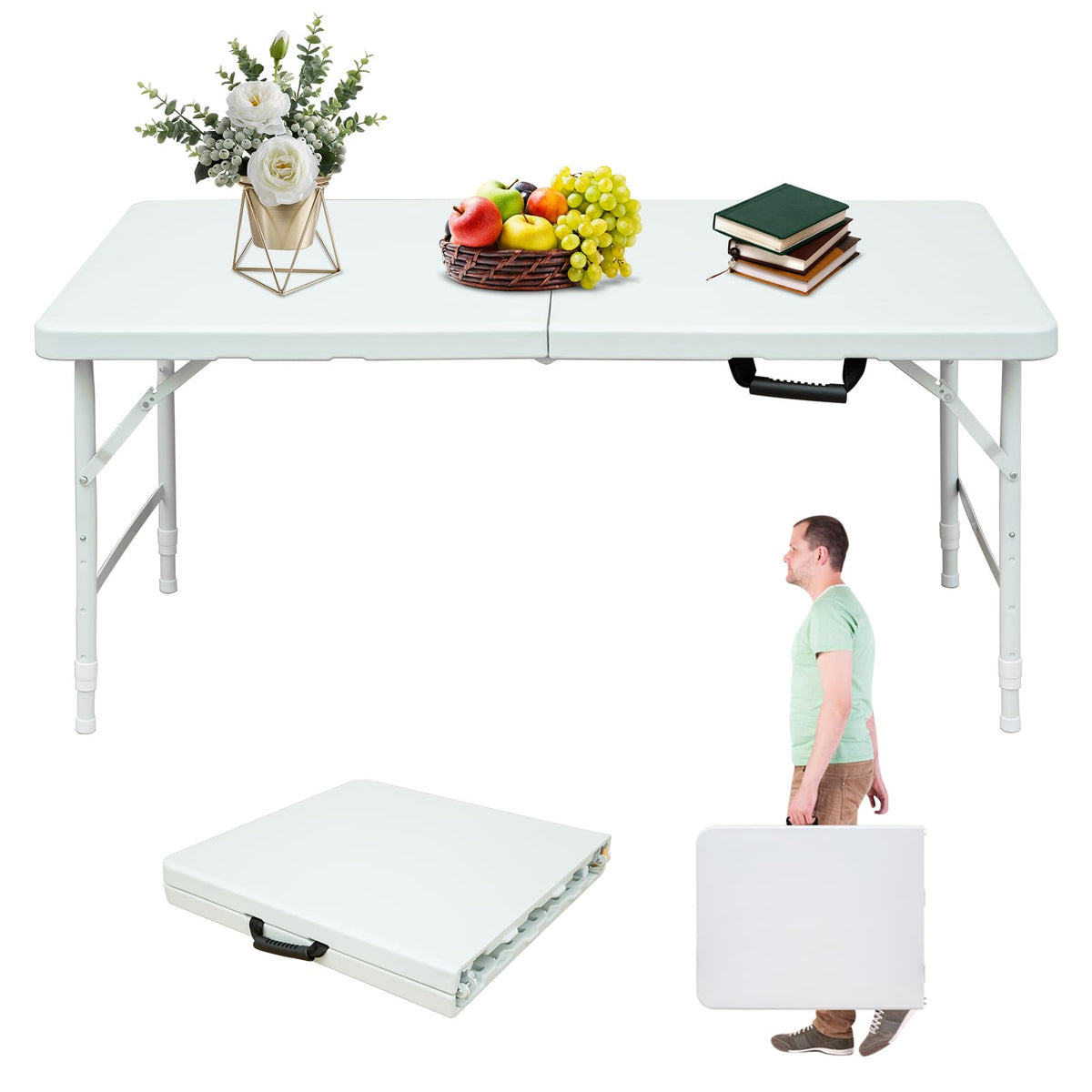 4Ft Portable Folding Table White A154