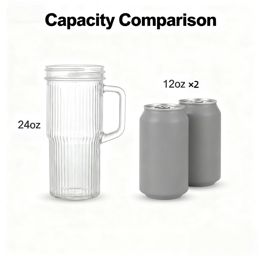 2-Pack 24oz Ribbed Glass Tumbler with Lids & Straws N688883