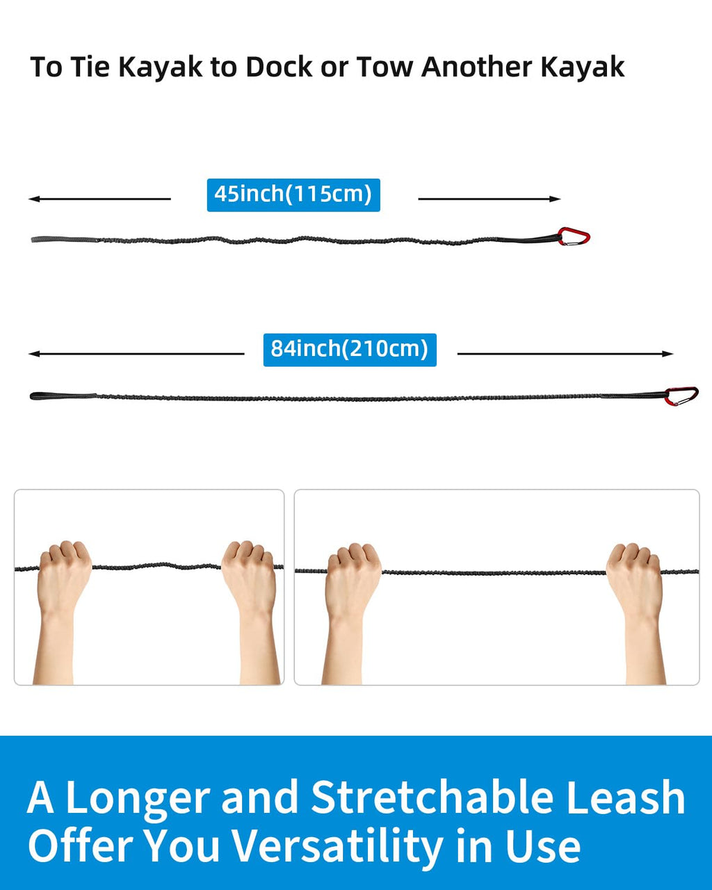 Stretchable Kayak Paddle Leash 4-7ft Y537576