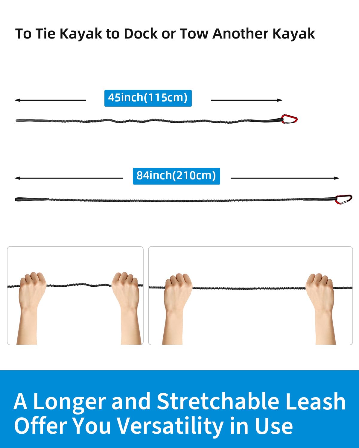 Stretchable Kayak Paddle Leash 4-7ft Y537576