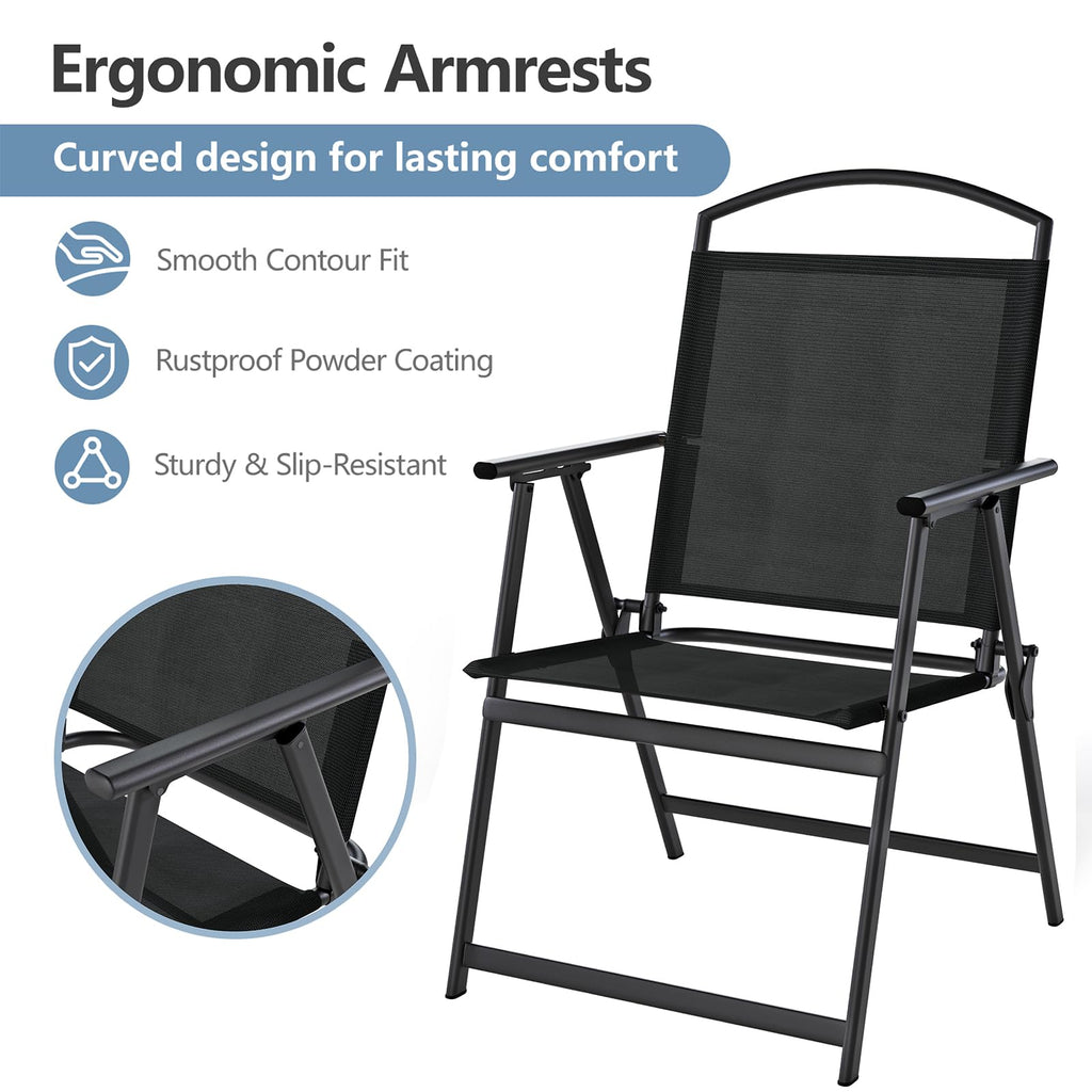 Folding Outdoor Chairs Set of 2 Black J542