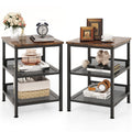 3-Tier End Table Set of 2 with Mesh Storage Shelves O825836