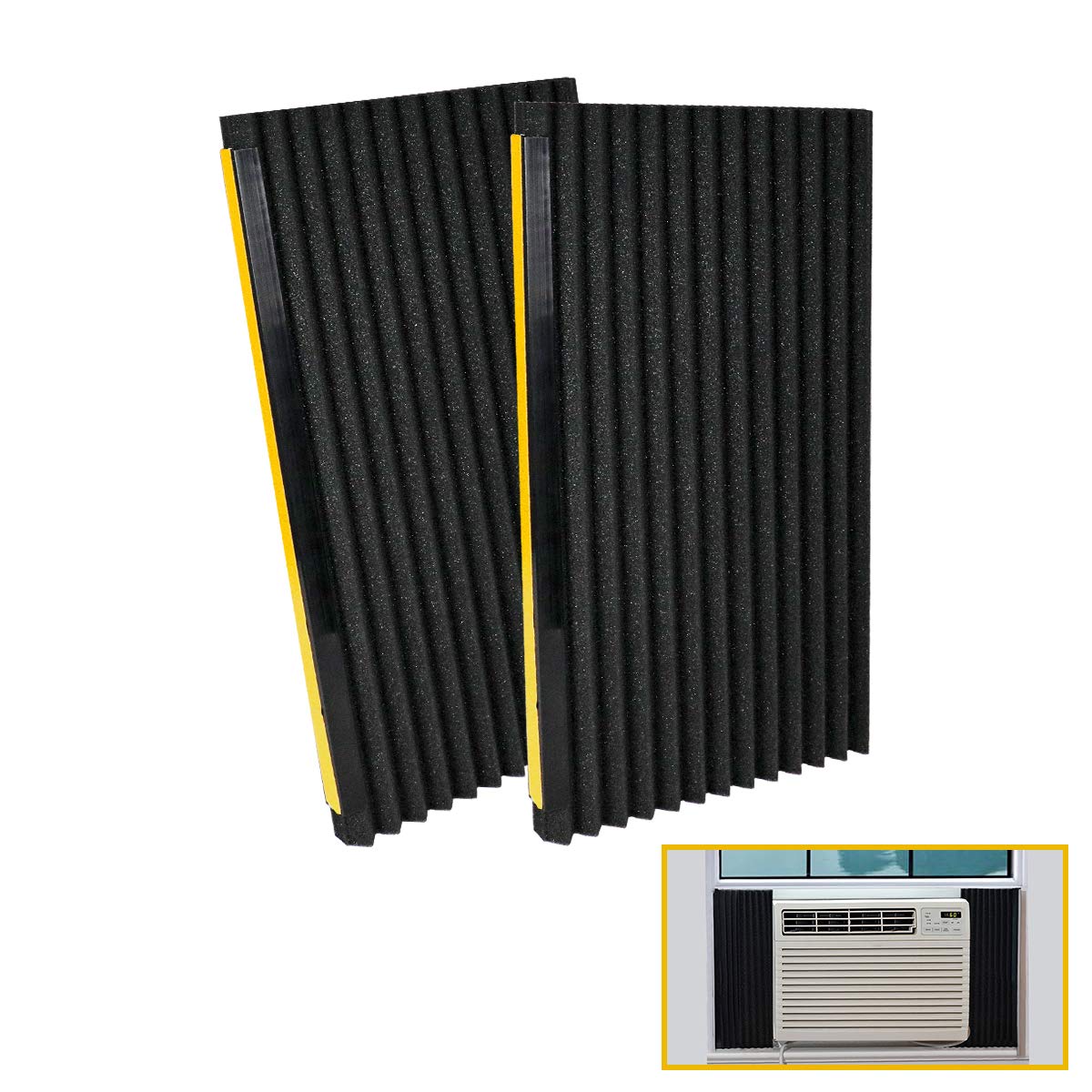 Window Air Conditioner Foam Insulation Panels, 2 Pack, Black, 17in High x 9in Wide I125854