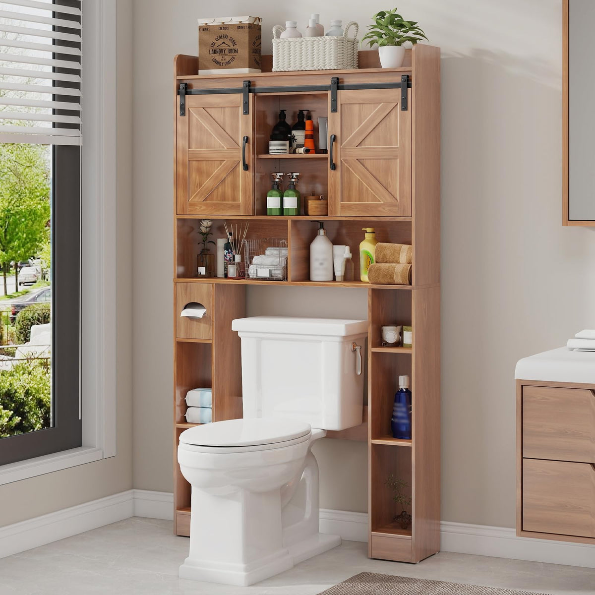 Over The Toilet Cabinet with Sliding Doors P76902