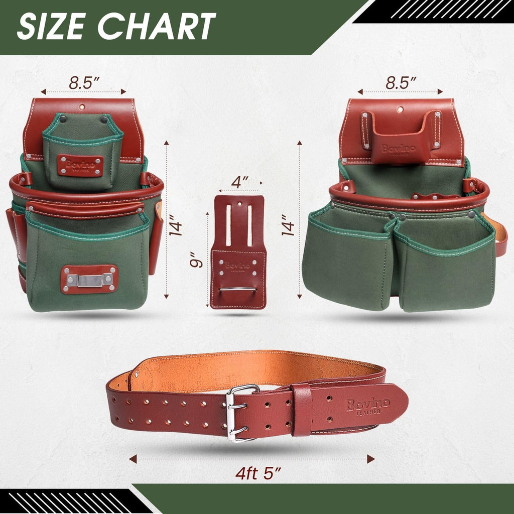 Nylon and Leather 21-Pocket Tool Belt with Hammer Holder D457