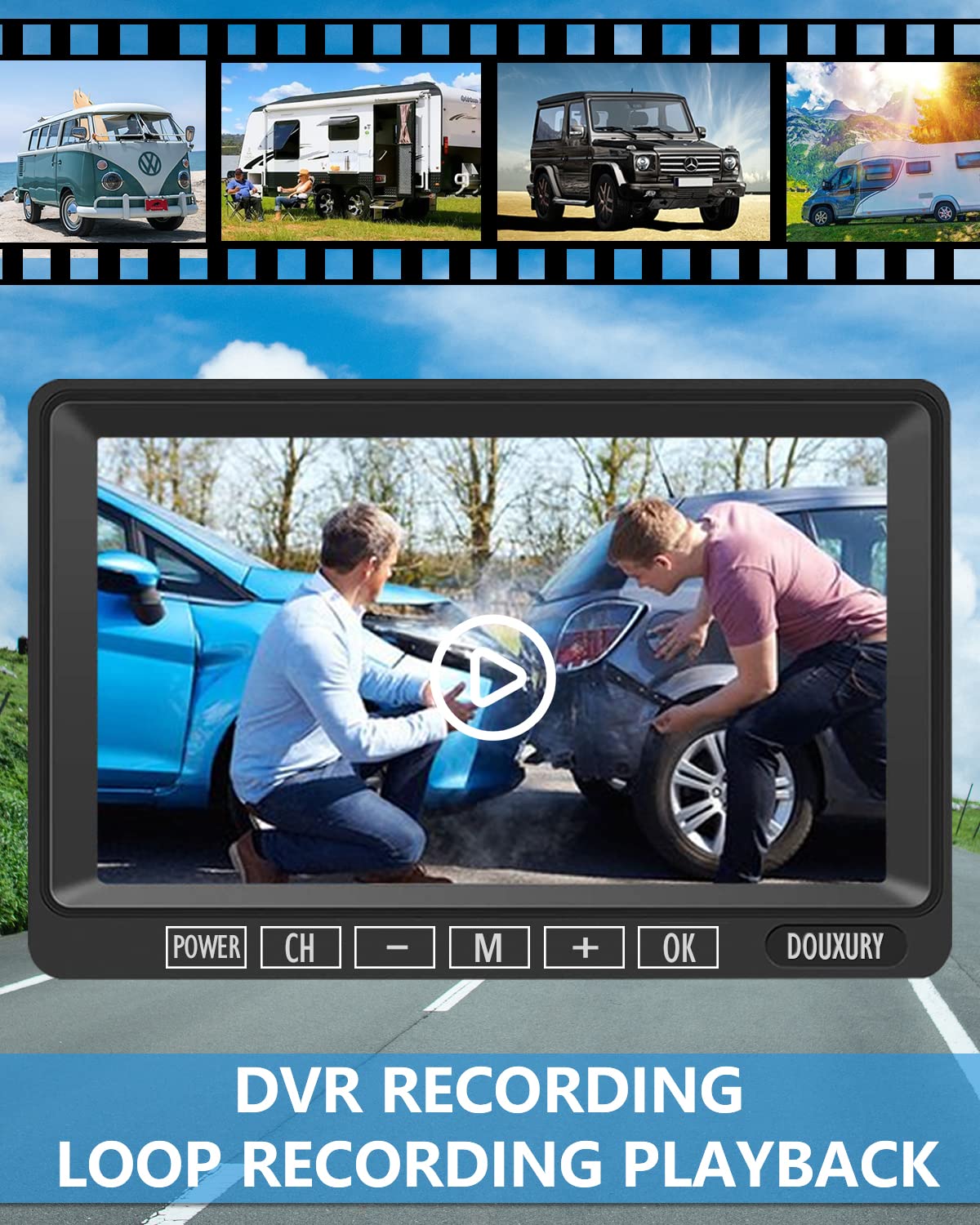 IP69 Waterproof HD 1080P Wireless Backup Camera System with 7" Monitor P52844