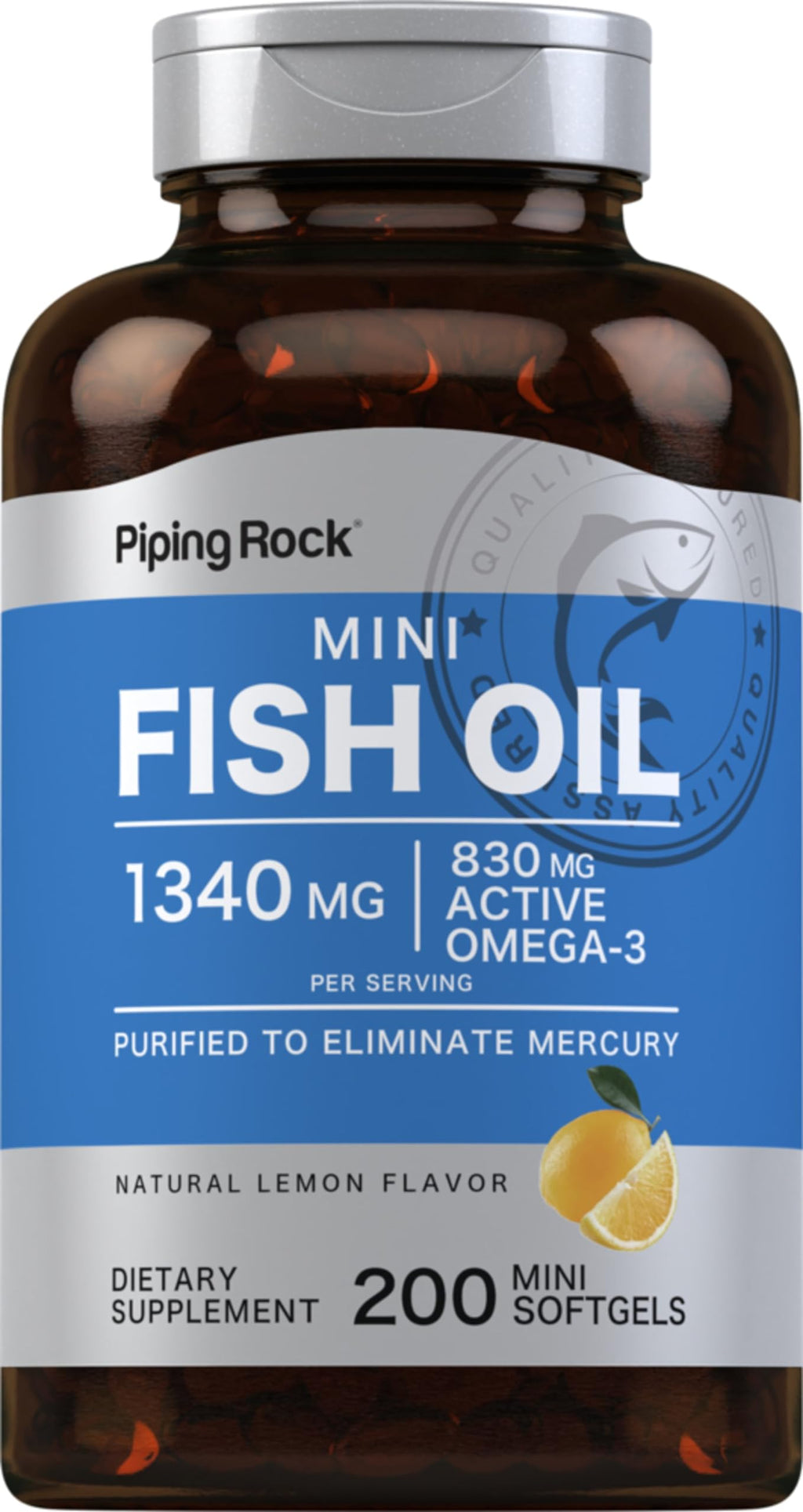 Fish Oil Omega 3 Supplement 1340 mg 200 Mini Softgels C892