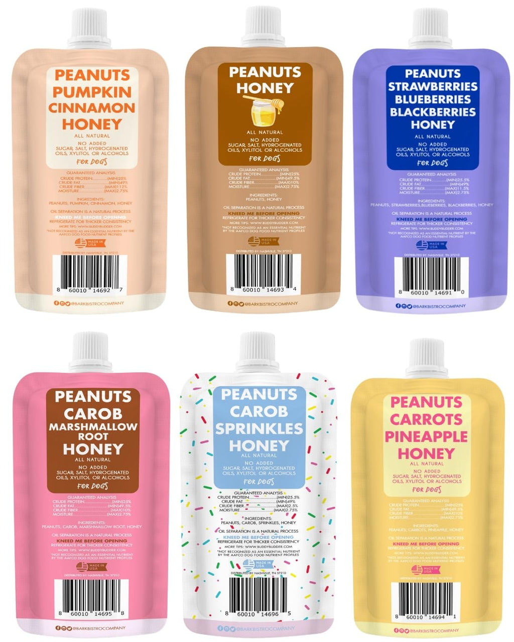 6 Pack 4oz Natural Dog Peanut Butter Squeeze Packs G60140