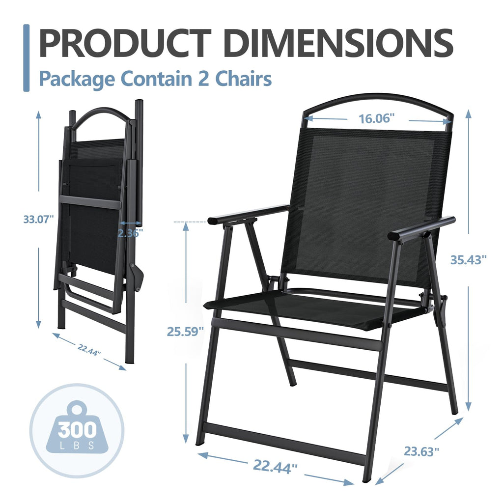 Folding Outdoor Chairs Set of 2 Black J542