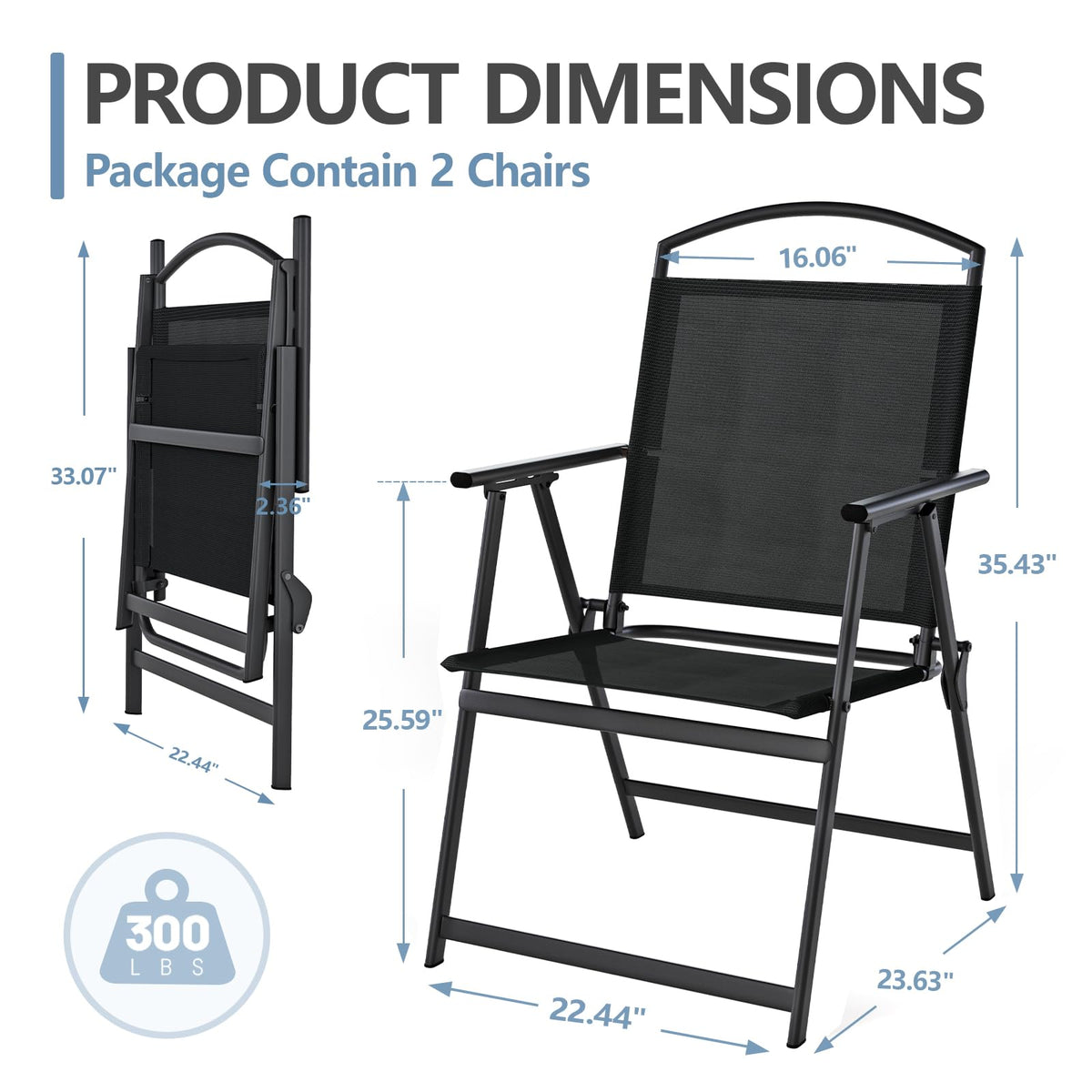 Folding Outdoor Chairs Set of 2 Black J542