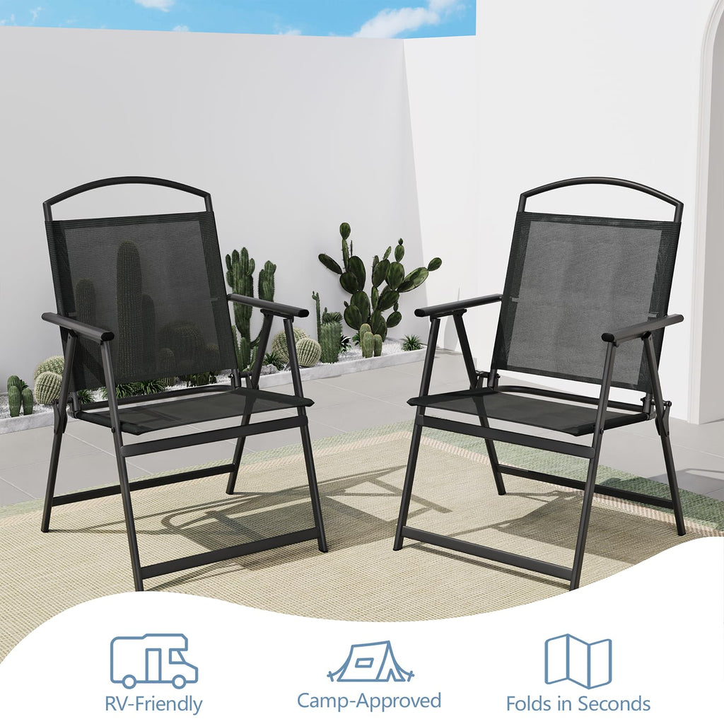 Folding Outdoor Chairs Set of 2 Black J542